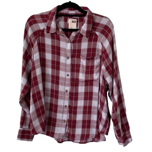 SO Plaid Long Sleeve Shirt Long Sleeve Large - Picture 1 of 14